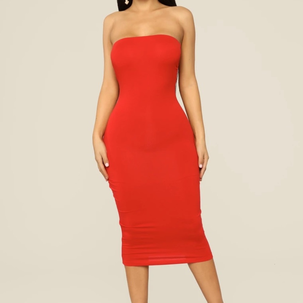 Red tube dress midi dress